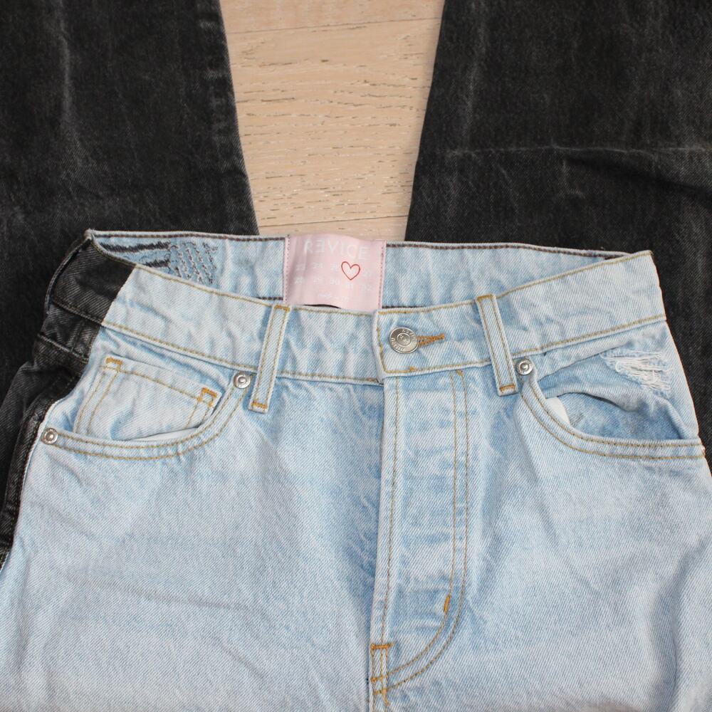 REVICE DENIM Stretch Two Tone Ex-Boyfriend Harlow Wash Celebrity High Rise | 26 - Picture 3 of 12